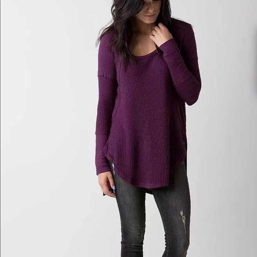 Free People Purple Ventura Thermal Long Sleeve Top